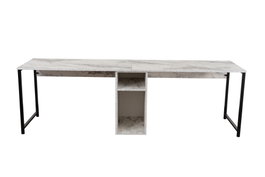 Nordure Escritorio de Estudio Doble Freesia Marble, Negro - 240cm Ancho x 74cm Alto x 60cm Profundo